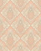 Peach Pineapple Damask Motif Rug