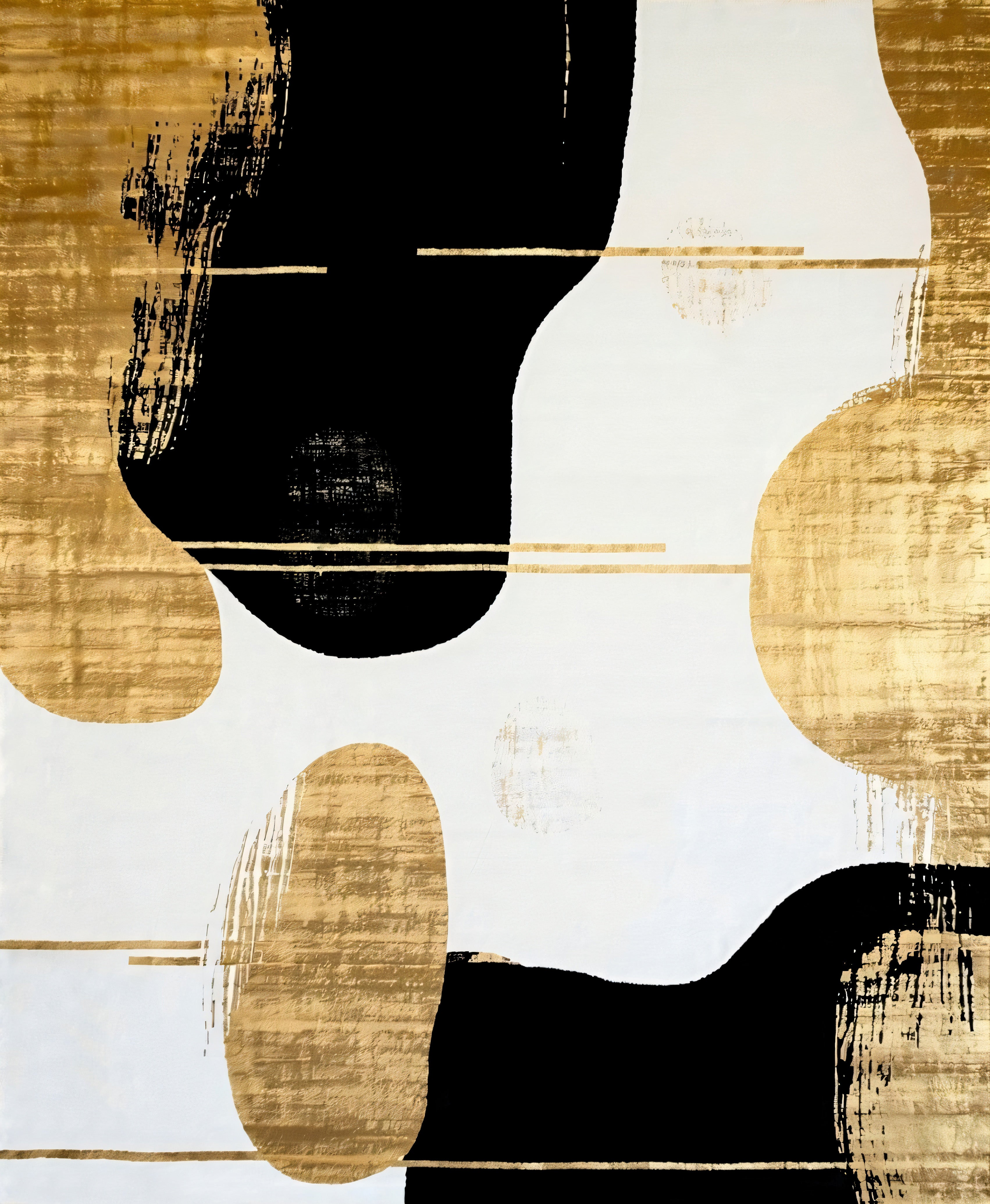 Abstract Splatter Gold And Black Rug
