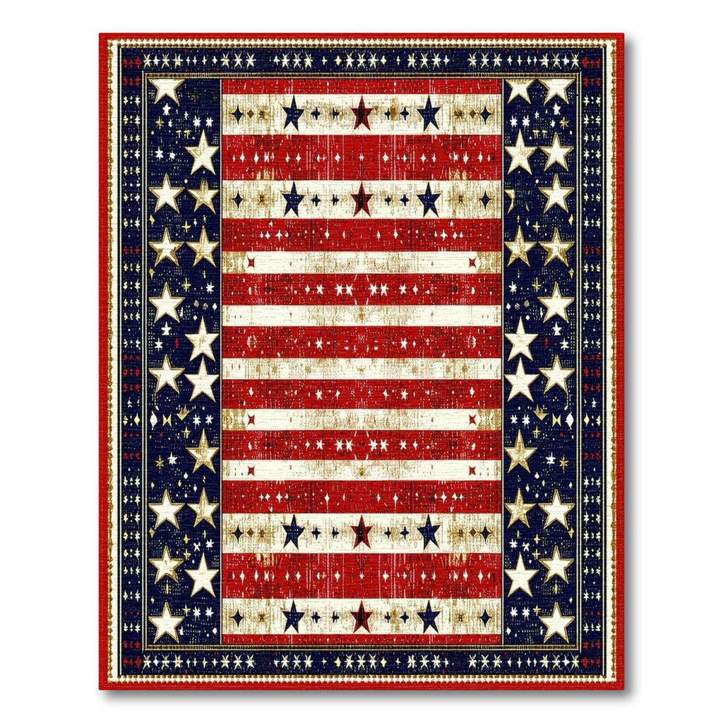 Distressed Patriotic Stars & Stripes Rug(Red)