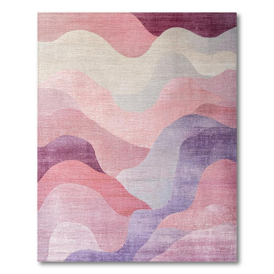 Dreamy Pastel Pink-Purple Wavy Rug(Pink)