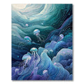 Dreamy Teal Blue Jellyfish Waves Rug