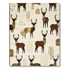 Earthy Deer Print Rustic Woodland Rug(Beige)