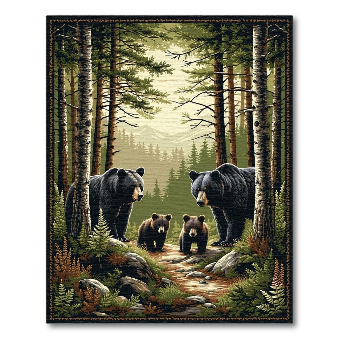 Earthy Forest Wildlife Serene Rug(Brown)