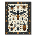 Earthy Insect Floral Whimsical Rug(Gold)