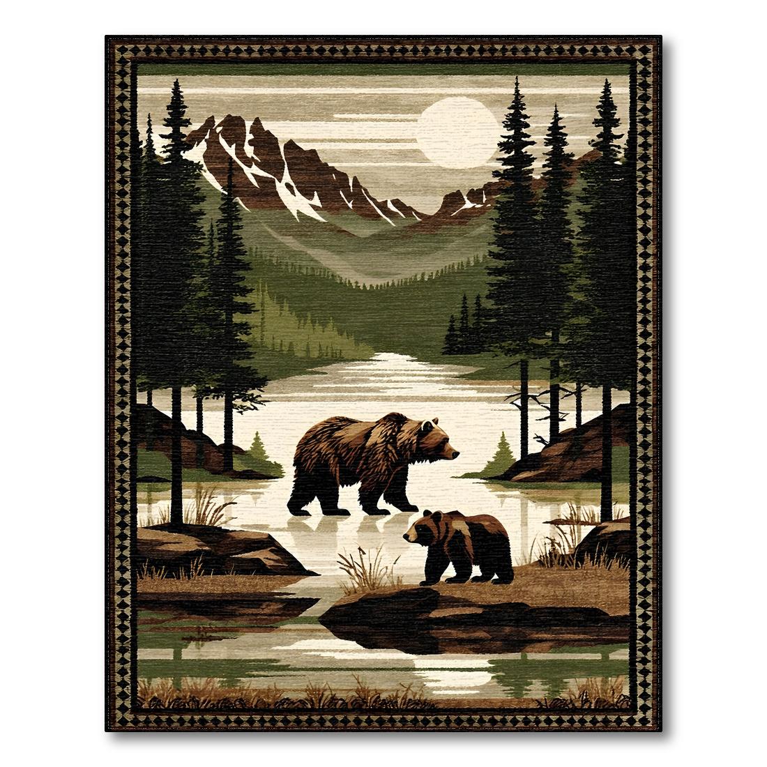 Earthy Wilderness Landscape Tranquil Rug(Brown)