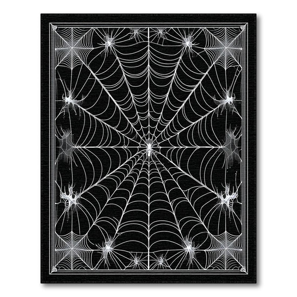 Eerie Black Spider Web Rug(Black)
