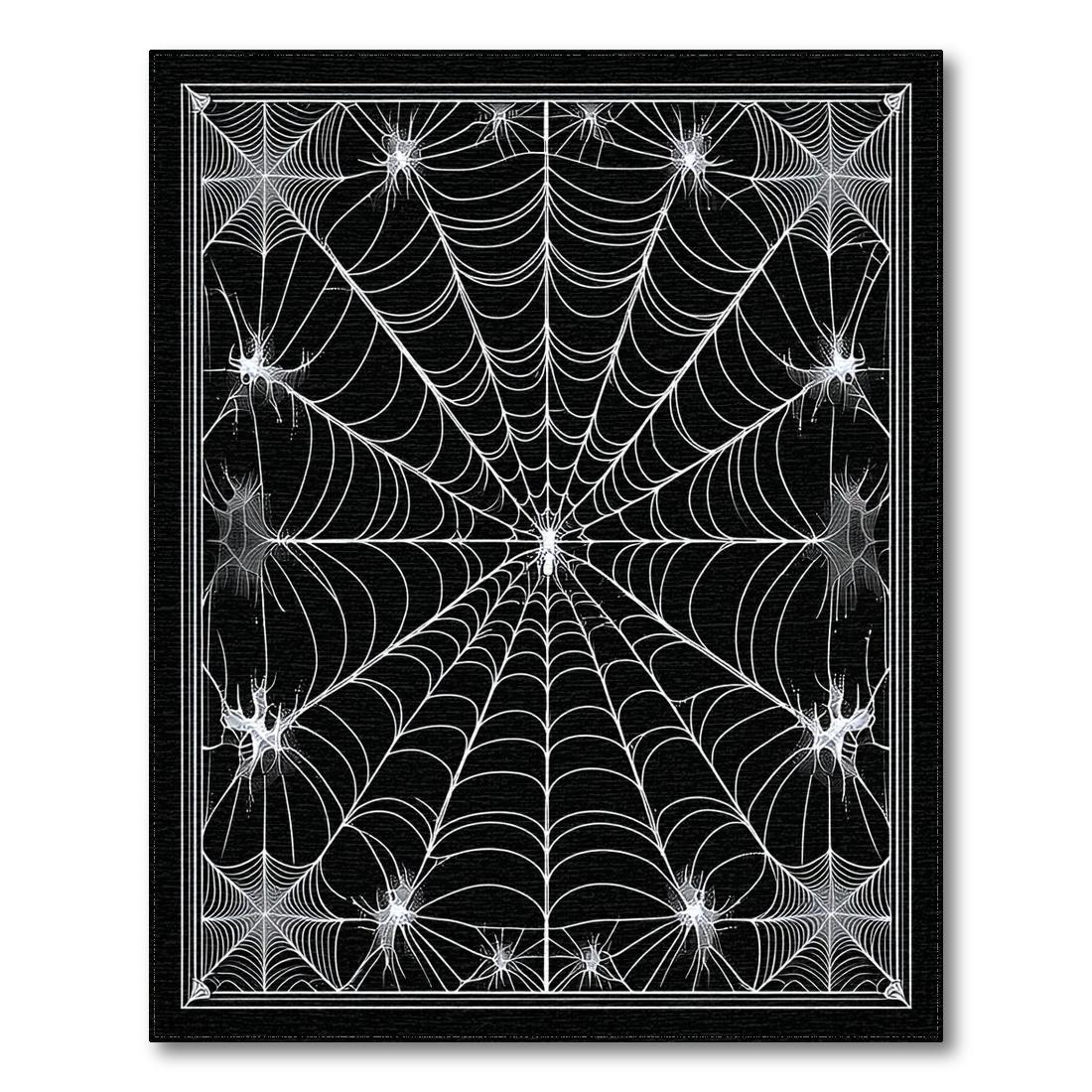 Eerie Black Spider Web Rug(Black)