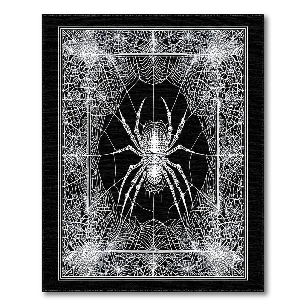 Eerie Black White Spider Web Rug(Black)