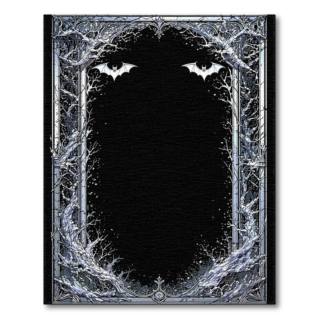 Eerie Black White Tree Bat Rug(Black)