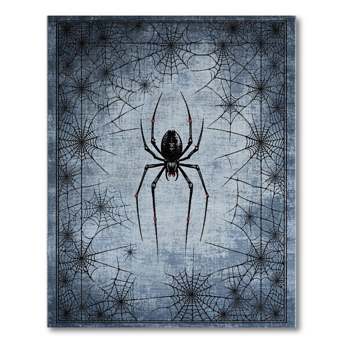 Eerie blue-gray spider web rug(Gray)