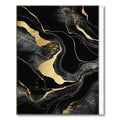 Elegant Black Gold Abstract Fluid Rug