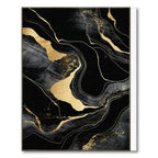 Elegant Black Gold Abstract Fluid Rug