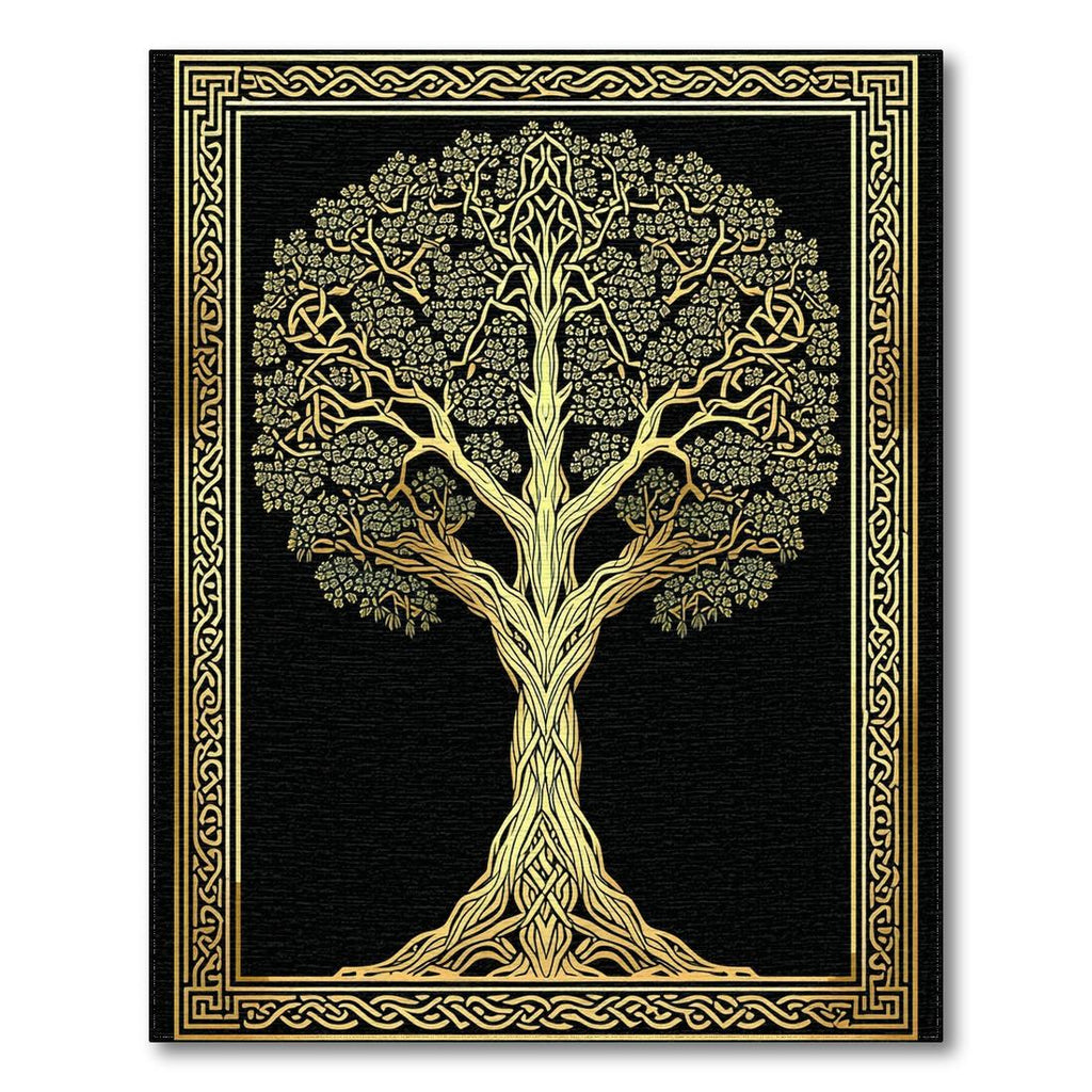 Elegant Black & Gold Celtic Tree Rug(Gold)