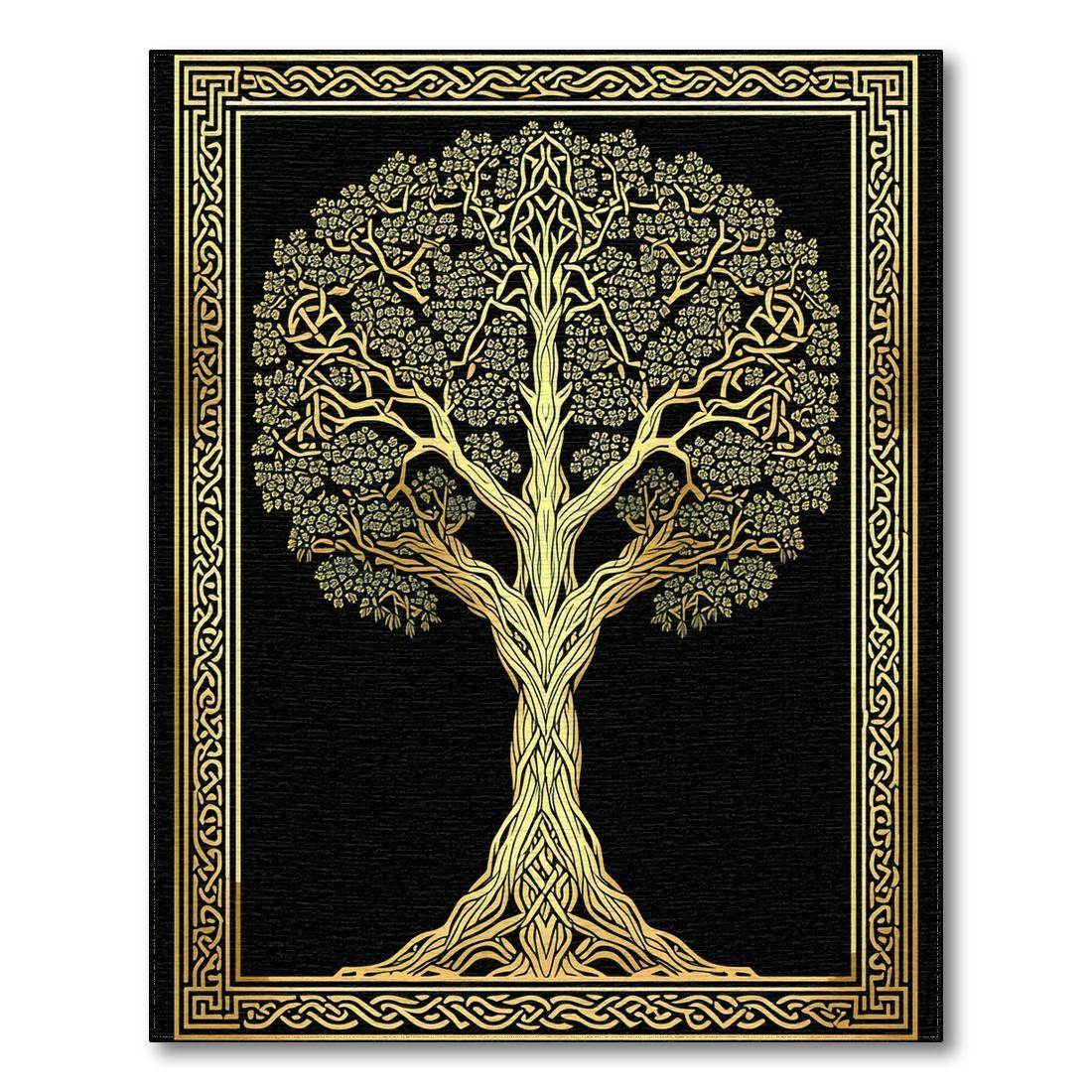Elegant Black & Gold Celtic Tree Rug(Gold)