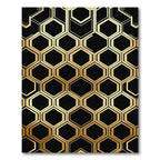 Elegant Black & Gold Hexagonal Rug(Gold)