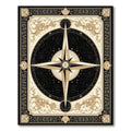 Elegant Black Gold Ornate Compass Rug(Black)