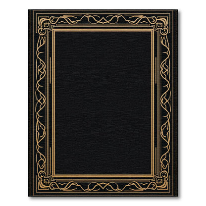 Elegant Black Gold Ornate Rug(Black)