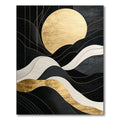 Elegant Black Gold Wavy Rug
