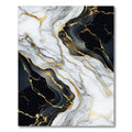 Elegant Black White Gold Marble Vein Rug