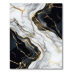 Elegant Black White Gold Marble Vein Rug