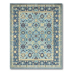 Elegant Blue Beige Ornate Rug(Blue)