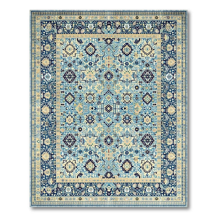 Elegant Blue Beige Ornate Rug(Blue)