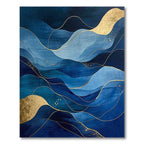 Elegant Blue Gold Wave Rug