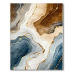 Elegant Brown Gold Blue Fluid Rug