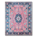 Elegant Pink Blue Floral Ornate Rug(Pink)