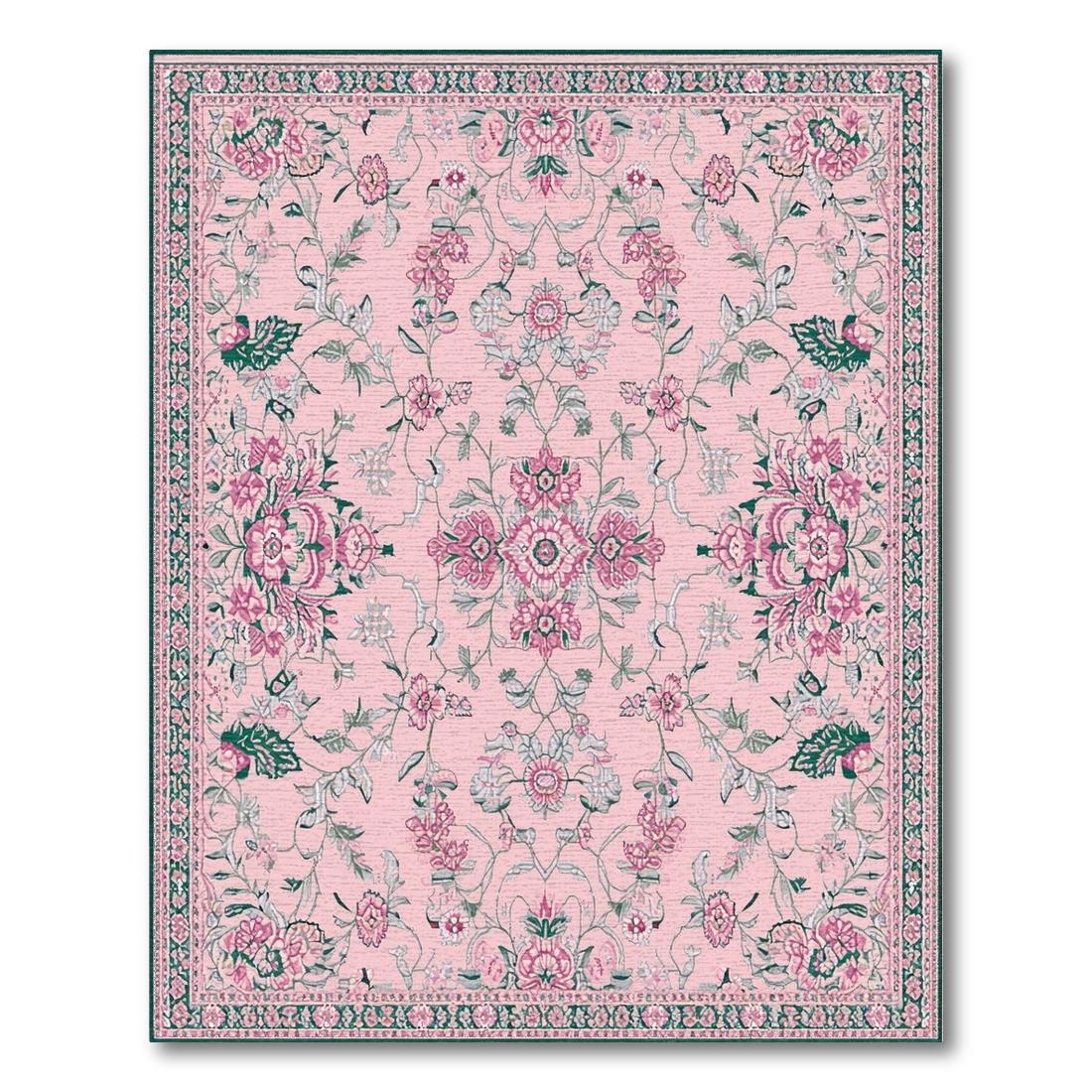 Elegant Pink Floral Rug(Pink)