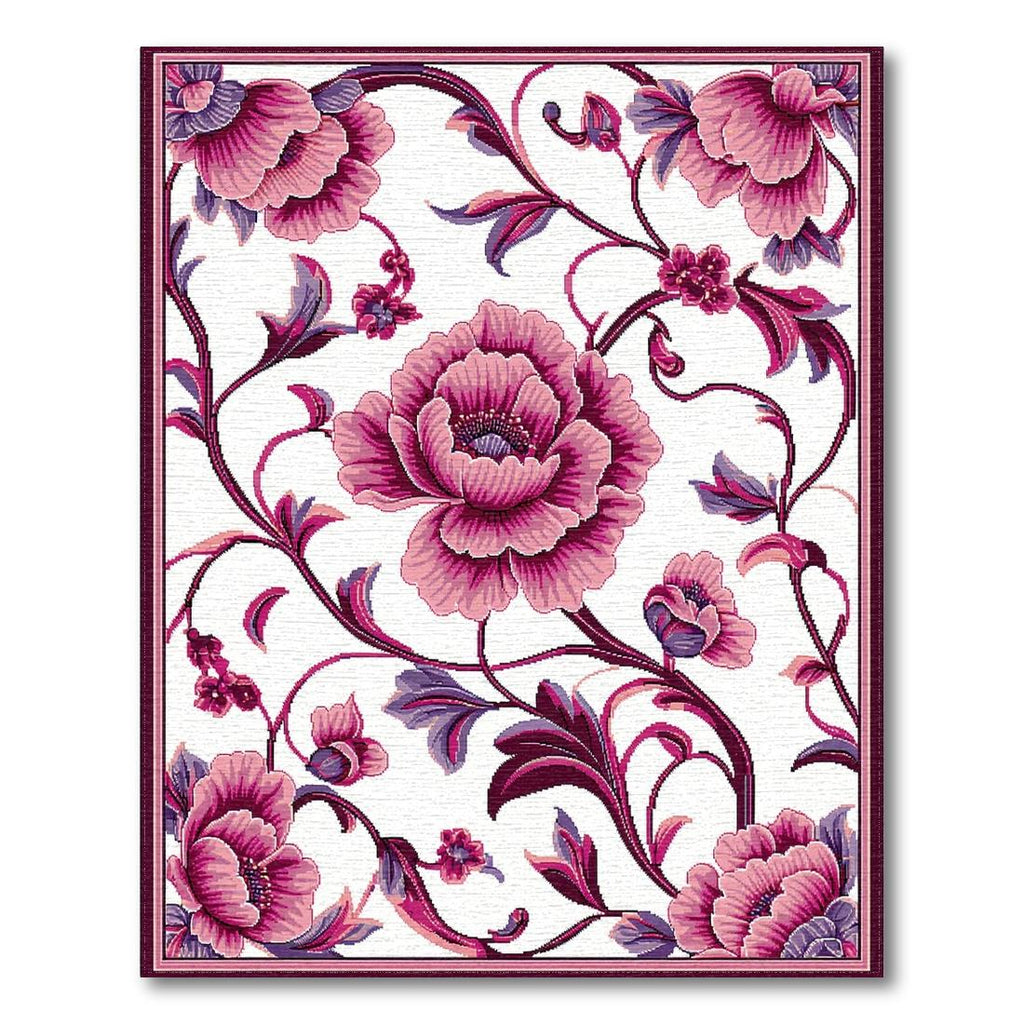 Elegant Pink Floral Vines Rug(Mauve)