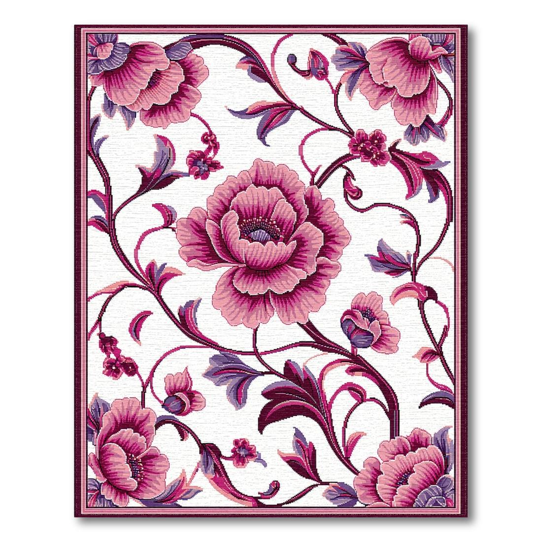 Elegant Pink Floral Vines Rug(Mauve)