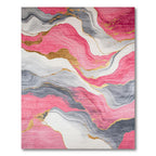 Elegant Pink Gray Wavy Pattern Rug