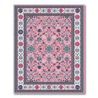Elegant Pink Intricate Floral Rug(Pink)