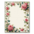 Elegant Pink Rose Vine Rug(Beige)