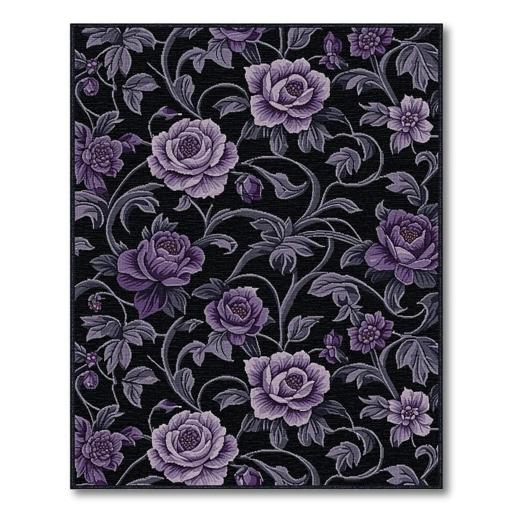 Elegant Purple Floral Vine Rug(Purple)