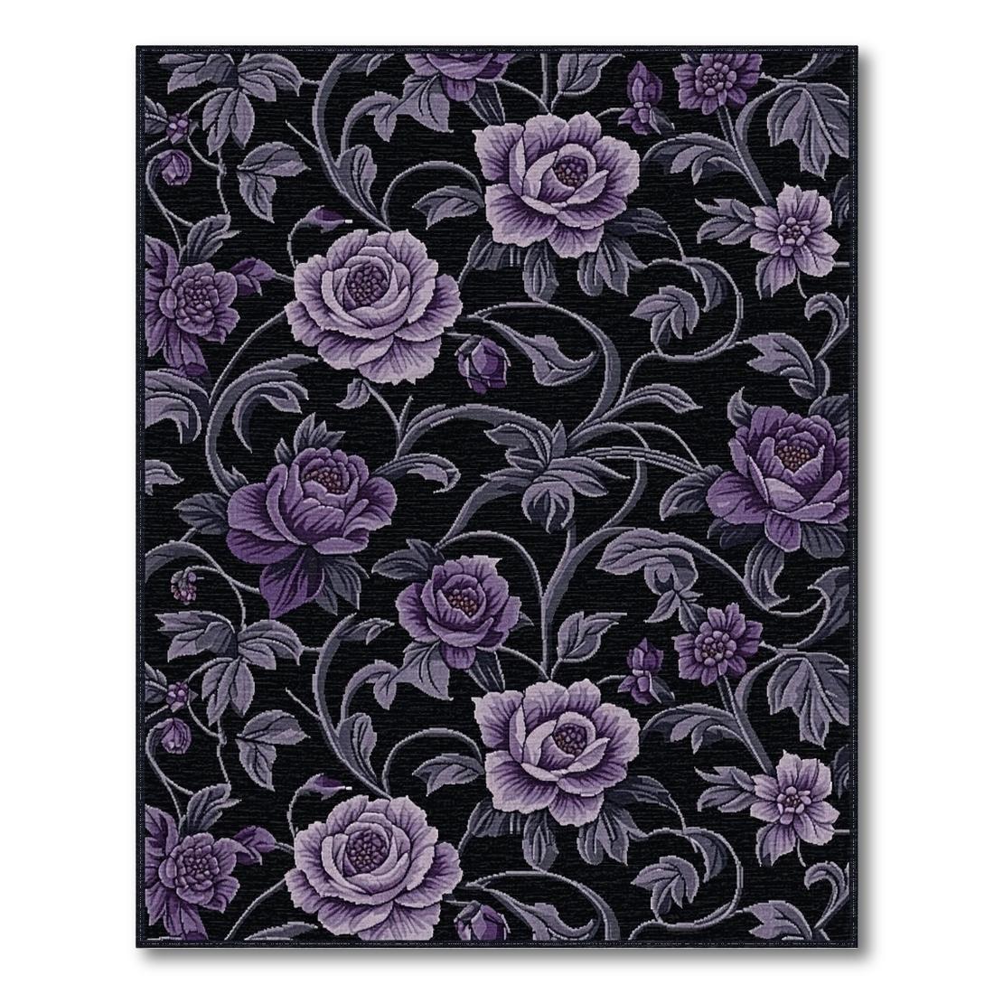 Elegant Purple Floral Vine Rug(Purple)