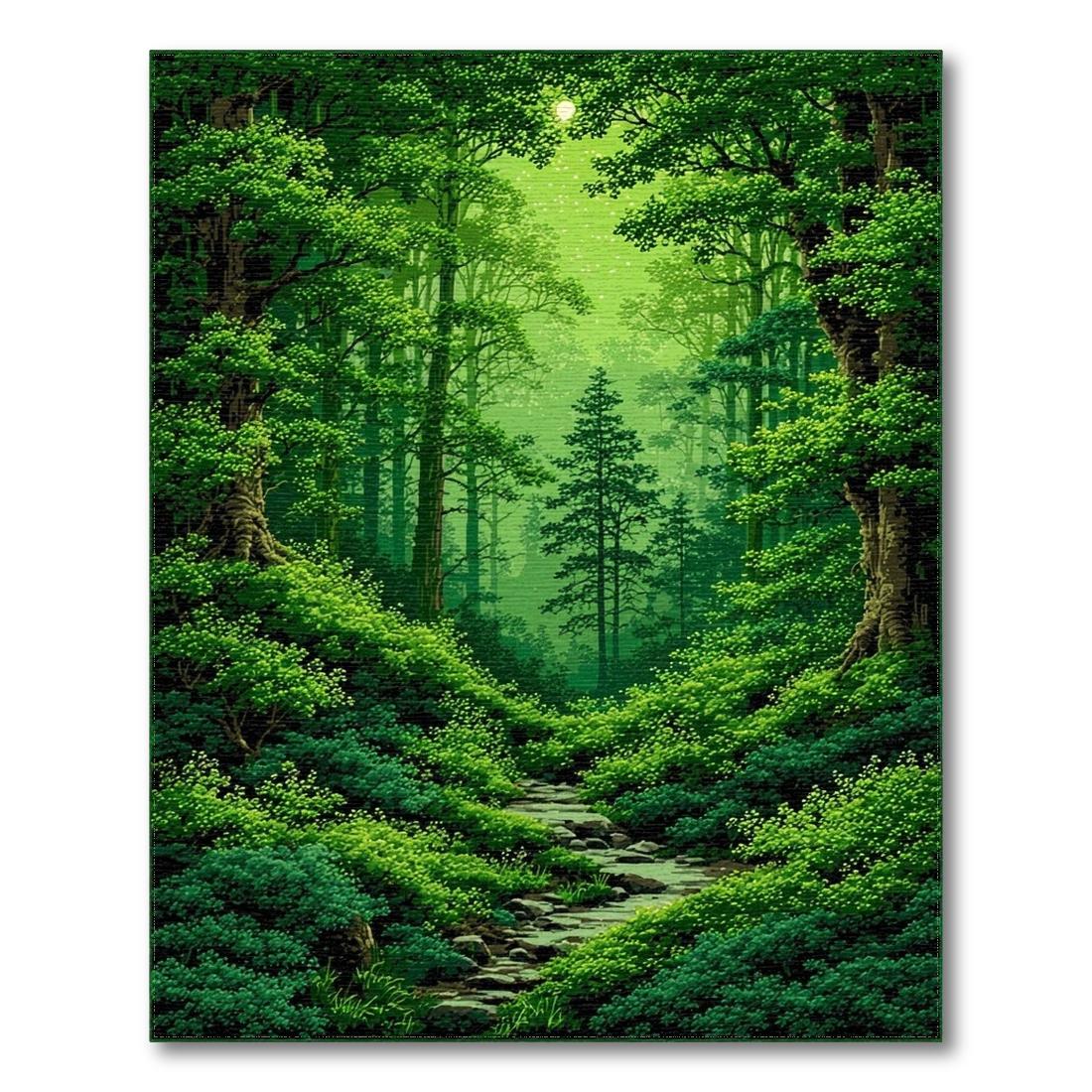 Emerald Forest Path Serene Rug(Green)