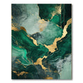 Emerald Gold Fluid Abstract Elegant Rug