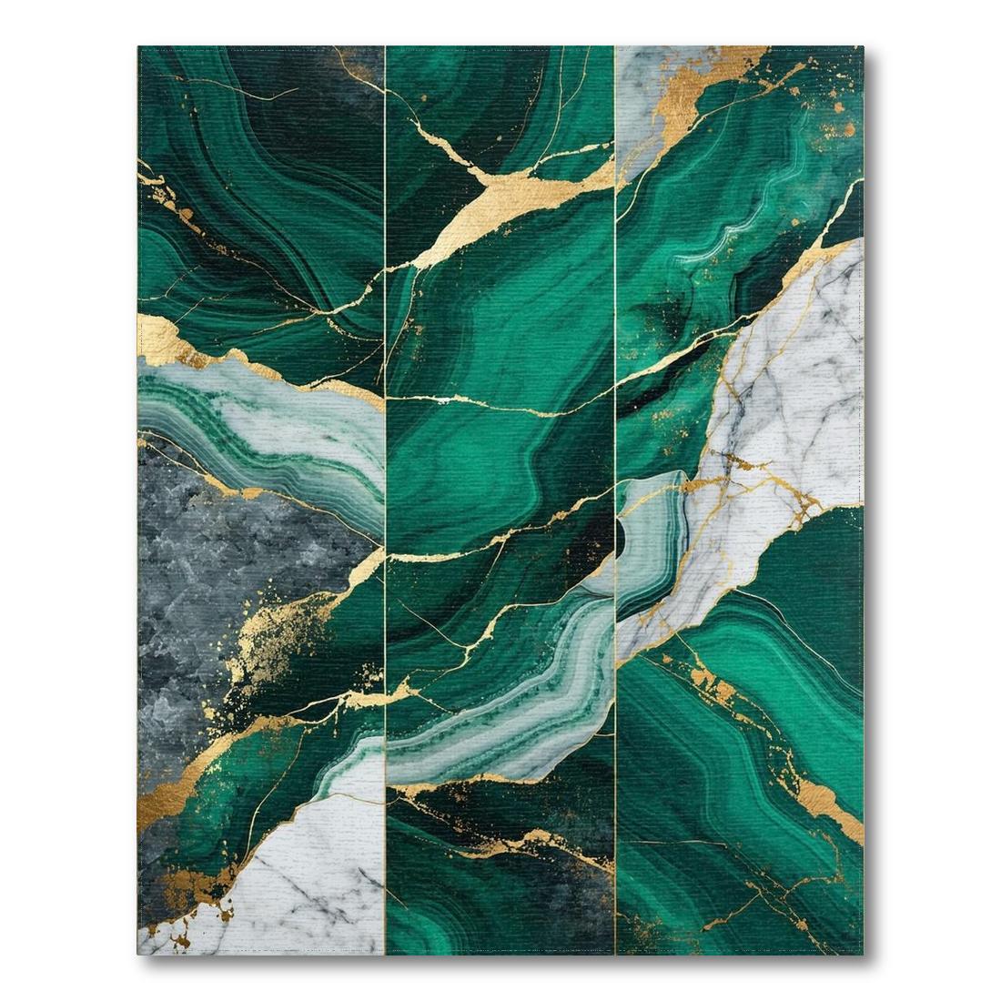 Emerald Green Abstract Marbled Luxury Rug