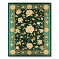 Emerald Green Floral Ornate Rug(Green)