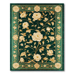 Emerald Green Floral Ornate Rug(Green)