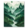 Emerald Green Mountain Forest Serene Rug