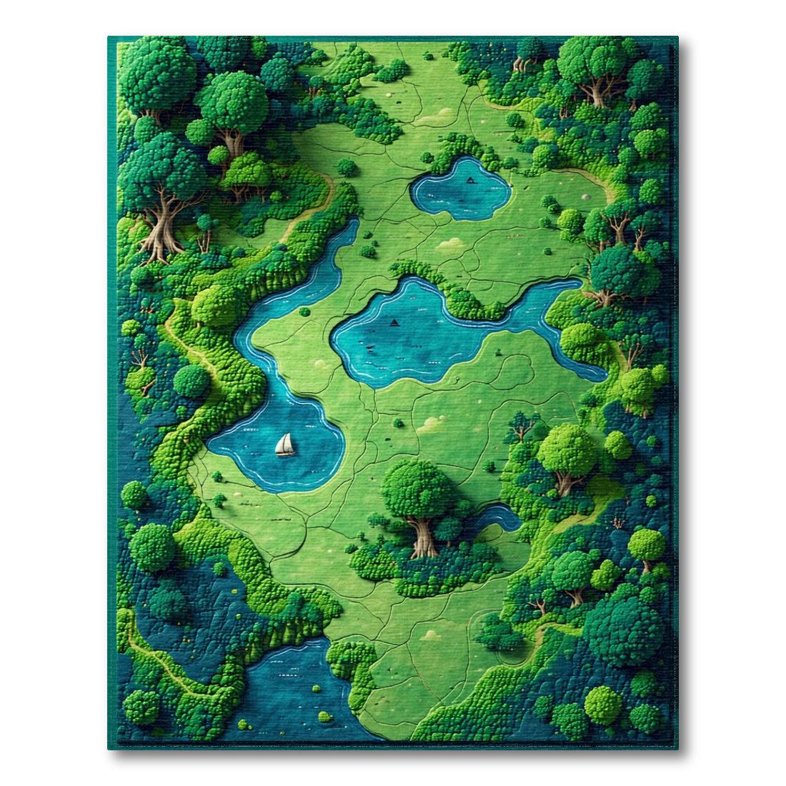 Emerald & Teal Tranquil Forest River Rug(Green)