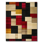 Energetic Geometric Vibrant Rug(Beige)