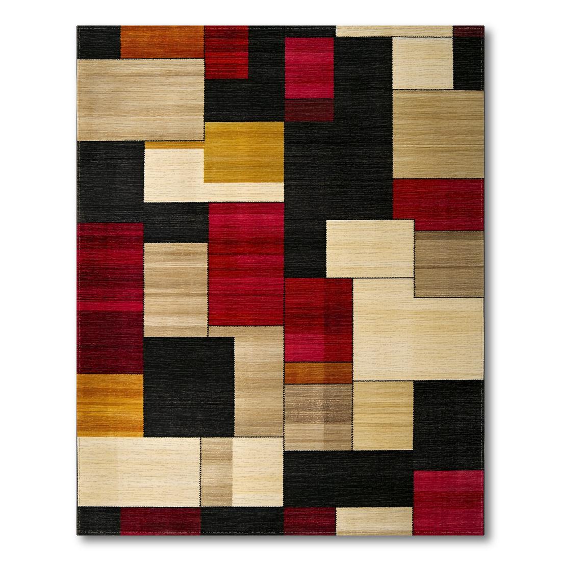 Energetic Geometric Vibrant Rug(Beige)