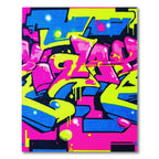 Energetic Neon Graffiti Street Rug