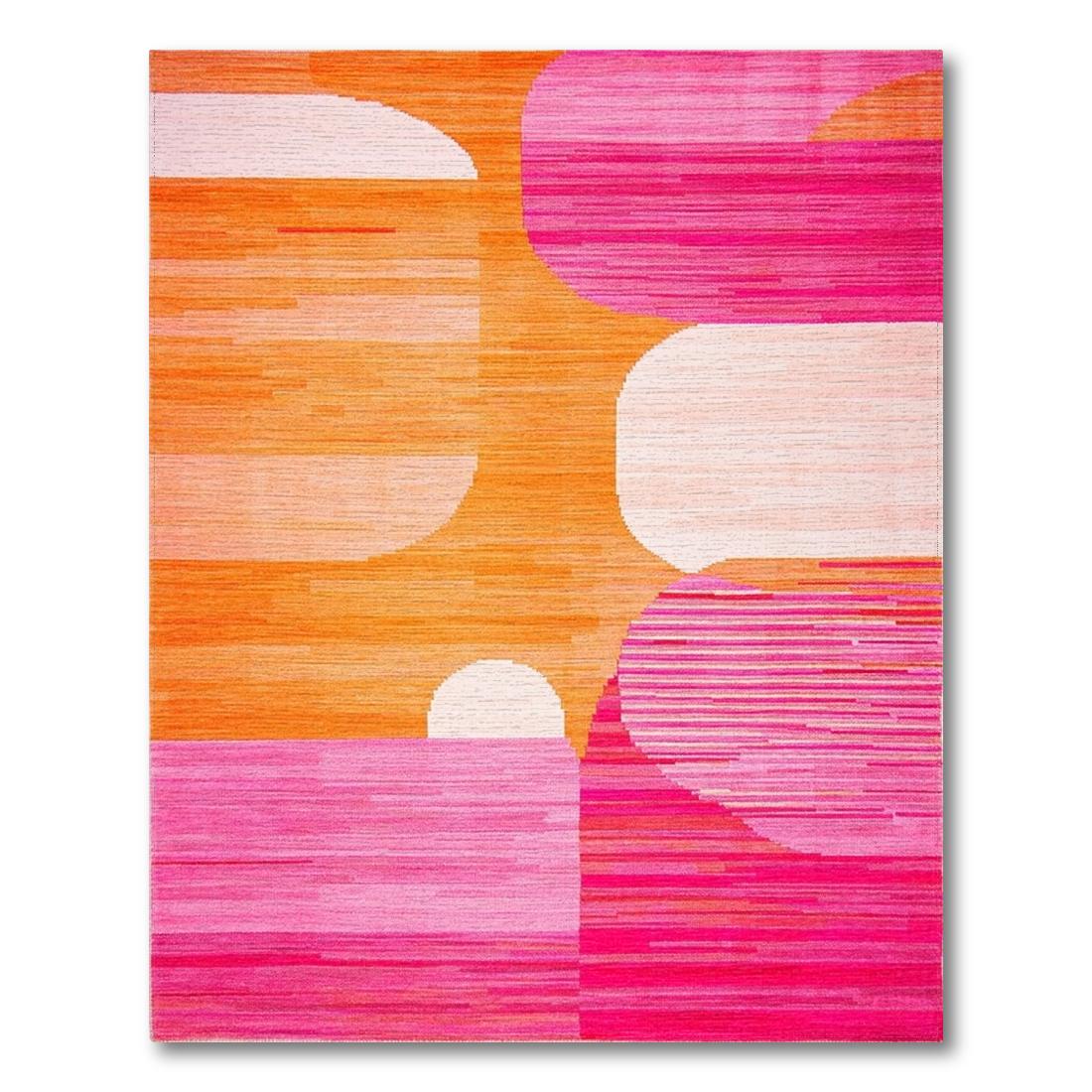 Energetic Pink-Orange Curved Rug