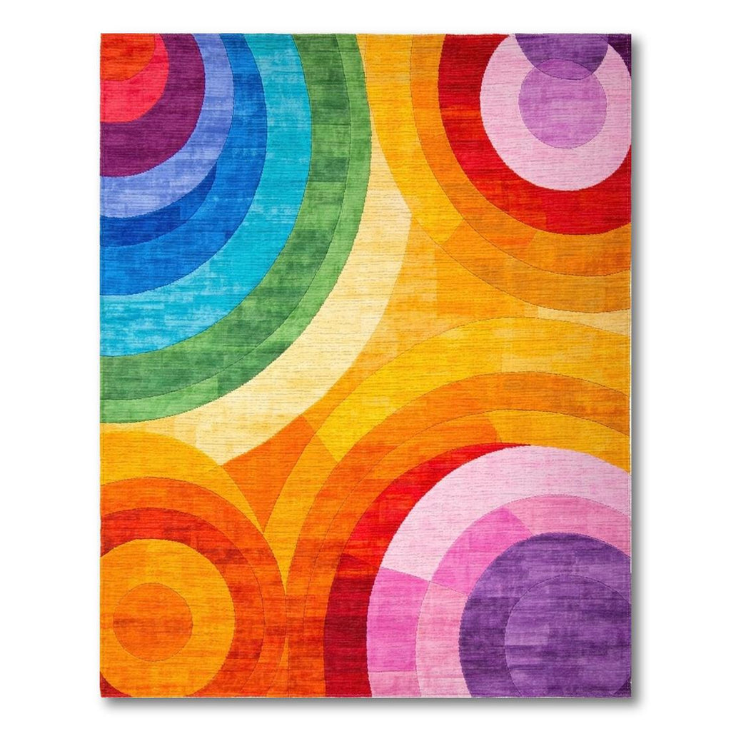 Energetic Rainbow Circular Rug