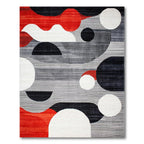 Energetic Red Black Gray Abstract Rug(Gray)